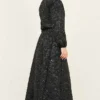 Patterned Zip-Up Jacquard Skirt Set Black - Image 3