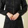Patterned Zip-Up Jacquard Skirt Set Black - Image 4