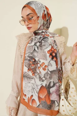 Alternative view of Patterned French Silk Scarf Camel