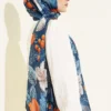 Patterned French Silk Scarf Navy Blue - Imagen 3