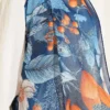 Patterned French Silk Scarf Navy Blue - Imagen 4
