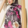 Patterned French Silk Scarf Mink