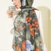 Patterned French Silk Scarf Emerald