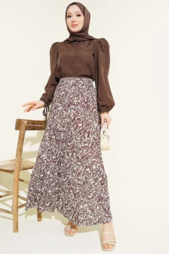Alternative view of Layered Viscose Skirt Brown