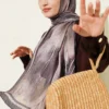 Patterned Liva Modal Crepe Shawl Brown