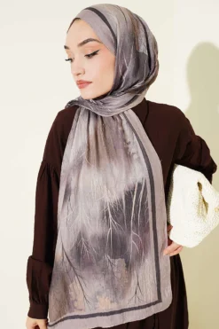 Alternative view of Patterned Liva Modal Crepe Shawl Beige