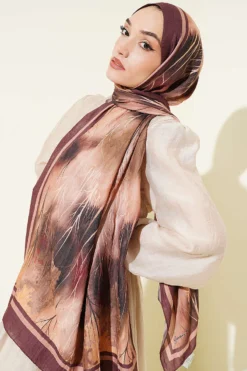 Alternative view of Patterned Liva Modal Crepe Shawl Brown