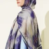 Patterned Liva Modal Crepe Shawl Navy Blue – Bild 3