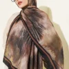 Patterned Liva Modal Crepe Shawl Black
