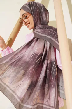 Alternative view of Patterned Liva Modal Crepe Shawl Mink