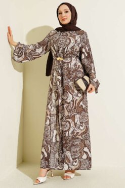 Dress with Tied Front Detail Brown