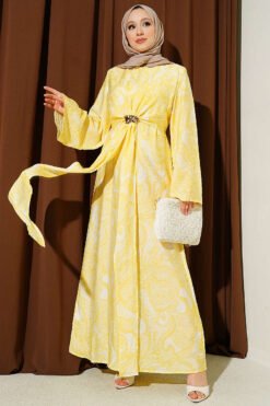 Dress with Tied Front Detail Yellow