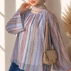 Vertical Striped Wide Sleeved Tunic Blue - Image 2
