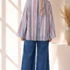 Vertical Striped Wide Sleeved Tunic Blue - Image 4