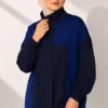 High Neck Zippered Two-Piece Set Navy Blue - Afbeelding 3