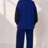 High Neck Zippered Two-Piece Set Navy Blue - Afbeelding 4