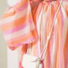 Stand Collar Striped Oversized Tunic Orange - Afbeelding 4