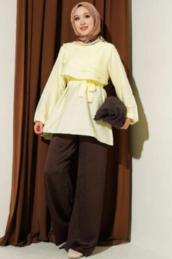 Alternative view of Draped Belted Tunic Yellow