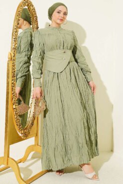 Vista alternativa de Buttoned Asymmetrical Belted Wrinkled Dress