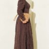 Buttoned Asymmetrical Belted Wrinkled Dress Brown – Image 3