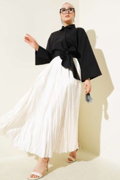 Vista alternativa di Buttoned Side Tied Short Shirt Black