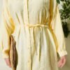 Low Shoulder Belted Long Shirt Yellow - immagine 4