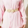 Low Shoulder Modal Two-Piece Set Pink wholesale clothing set view 4 - Hicabistan Turkey factory