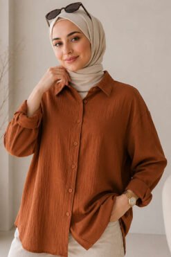 Oversized Off-Shoulder Shirt Tan