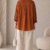 Oversized Off-Shoulder Shirt Tan – Bild 3