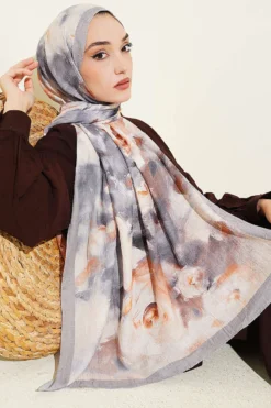 Alternative view of Floral Bamboo Crinkle Shawl Grey