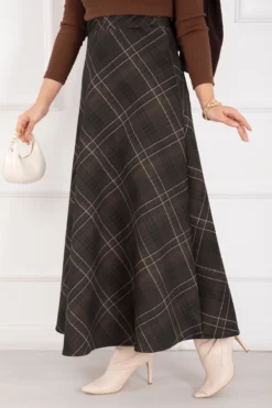 Alternative view of Plaid Pattern Scuba Skirt Brown