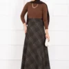 Plaid Pattern Scuba Skirt Brown – Bild 4