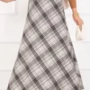 Plaid Pattern Scuba Skirt Cream - Imagen 2