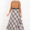 Plaid Pattern Scuba Skirt Cream - Imagen 3