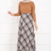 Plaid Pattern Scuba Skirt Cream - Imagen 4