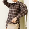 Plaid Stone-Embellished Shirt Brown