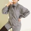 Plaid Stone-Embellished Shirt Grey