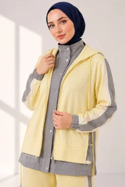 Alternative view of Striped Detail Sports Two-Piece Set Yellow
