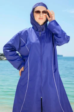 Alternative view of Striped Detail Modest Swimwear Blue