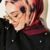 Striped Patterned Bamboo Scarf Burgundy - immagine 2