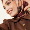 Striped Patterned Bamboo Scarf Brown