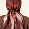 Striped Patterned Bamboo Scarf Brown - Afbeelding 3