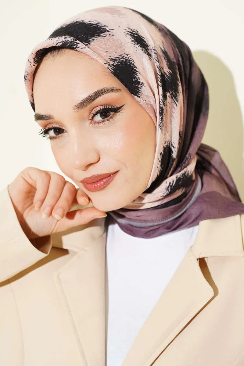 Striped Patterned Bamboo Scarf Brown - Afbeelding 5