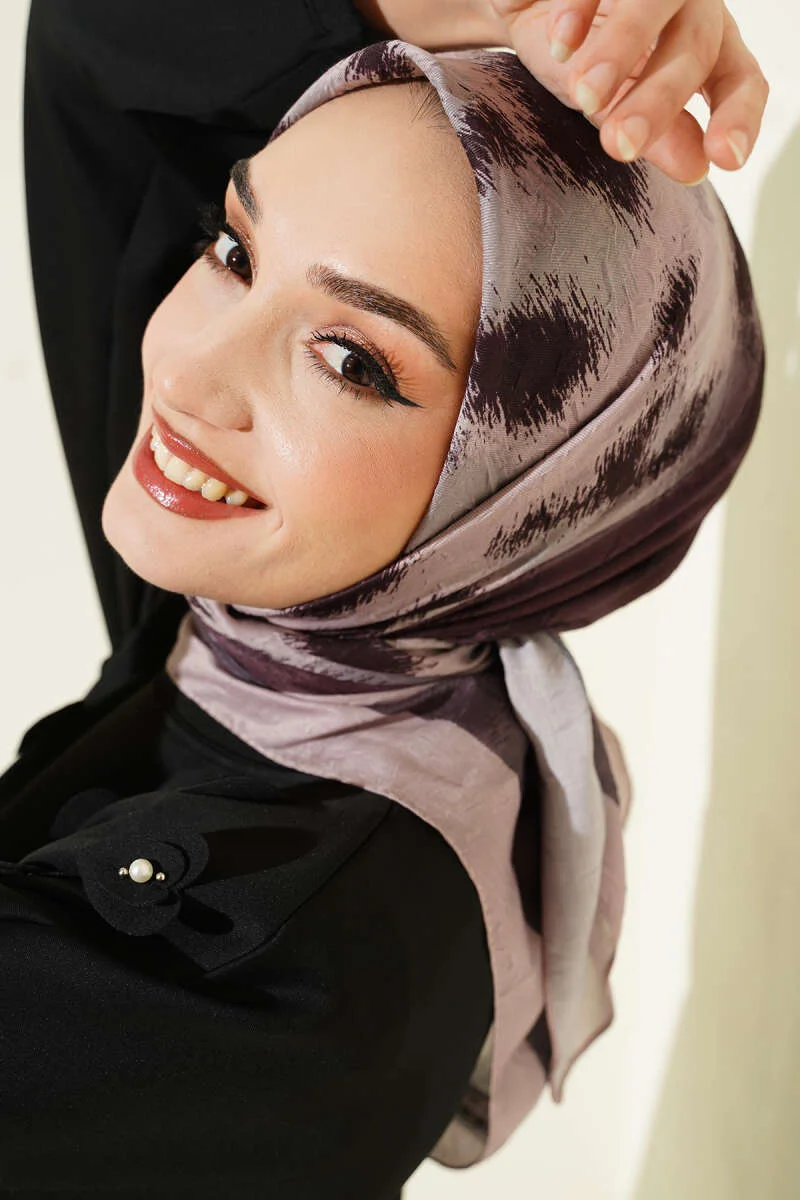 Striped Patterned Bamboo Scarf Beige - Afbeelding 2