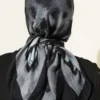 Striped Patterned Bamboo Scarf Black - Afbeelding 3