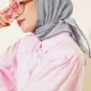 Striped Patterned Scarf Grey – Image 2