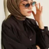 Striped Patterned Scarf Khaki