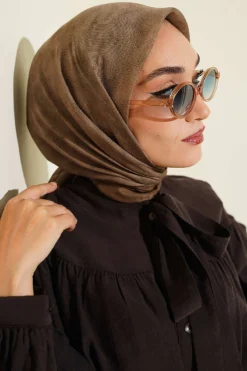 Alternative view of Striped Patterned Scarf Khaki