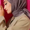 Striped Patterned Scarf Mink
