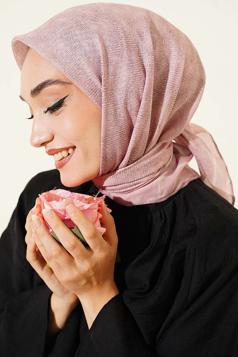 Striped Patterned Scarf Powder Pink - Afbeelding 2